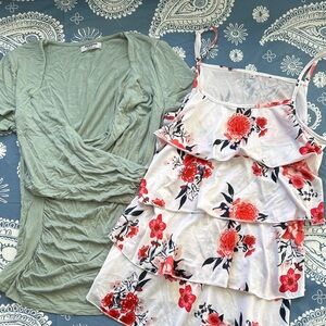 Floral Ruffle Dress and Green Top